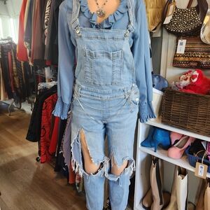 Denim Blue Distressed Jumpsuit